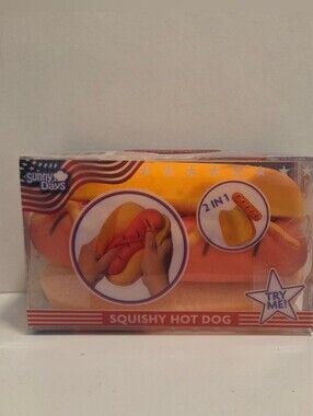 Sunny Days Squishy Hot Dog Toy - Orange and Yellow